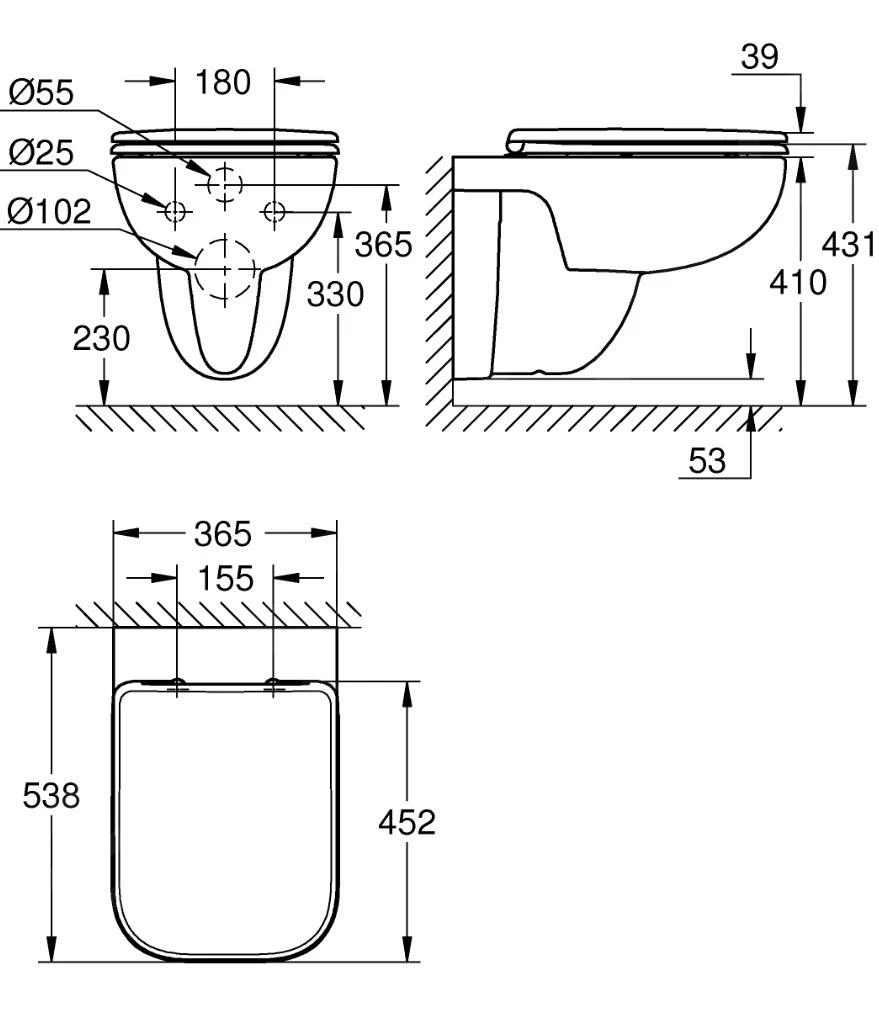 Grohe Start Edge - Wandcloset Met Softclose Zitting, Rimless, Wit Alpine 39815000 2 Grohe Start Edge - Wandcloset Met Softclose Zitting, Rimless, Wit Alpine 39815000 - Afbeelding 2