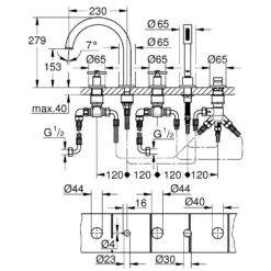 Grohe Atrio - Badkraan, 5-gats Installatie, Cool Sunrise 19923GL3 4 Grohe Atrio - Badkraan, 5-gats Installatie, Cool Sunrise 19923GL3 -Badkamer Luxe cab2c9276c73c49897f9e13e