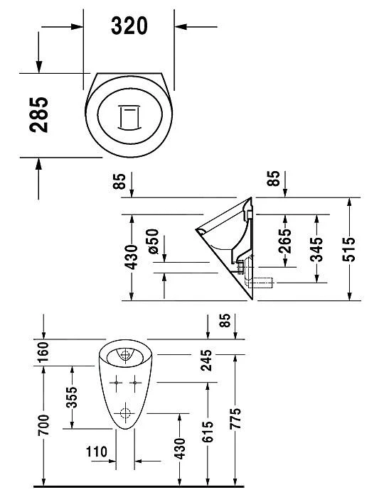 Duravit Starck 1 - Urinoir Zonder Deksel, 320x285 Mm, Met WonderGliss, Wit 08353200001 2 Duravit Starck 1 - Urinoir Zonder Deksel, 320x285 Mm, Met WonderGliss, Wit 08353200001 - Afbeelding 2