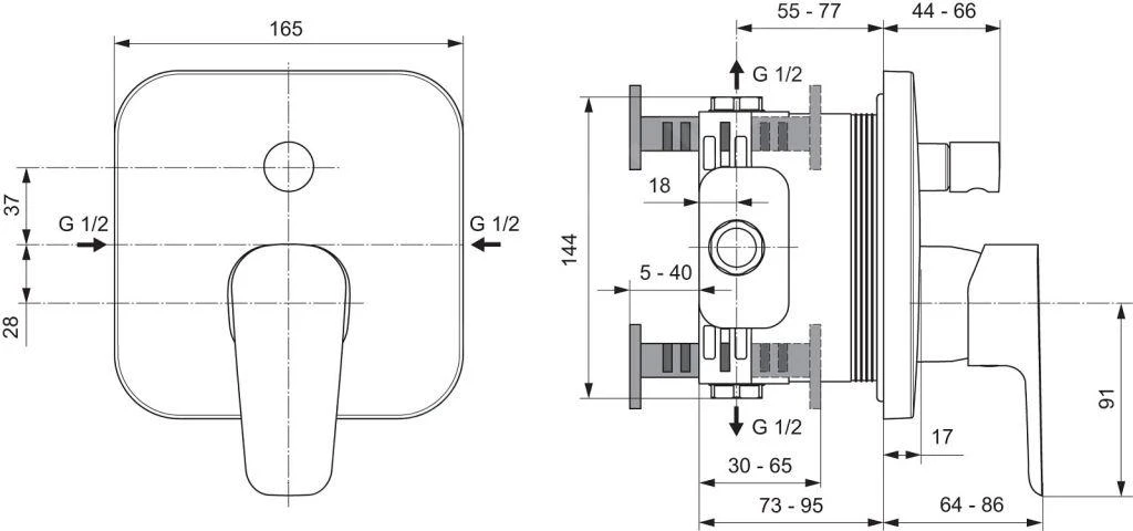 Ideal Standard Ceraplan III - Afdekset Voor Inbouw Badkraan, Chroom A6115AA 2 Ideal Standard Ceraplan III - Afdekset Voor Inbouw Badkraan, Chroom A6115AA - Afbeelding 2