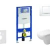 Geberit Duofix - Toiletset Met Sigma30 Bedieningsplaat, Wit/glanzend Chroom + Duravit D-Code Hangend Toilet En Wc Bril, Rimless, SoftClose 111.300.00.5 NH5