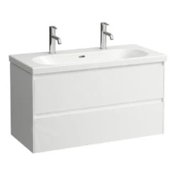 Laufen Lani - Wastafelonderkast, 98x45x52 Cm, 2 Laden, Glanzend Wit H4035621122611