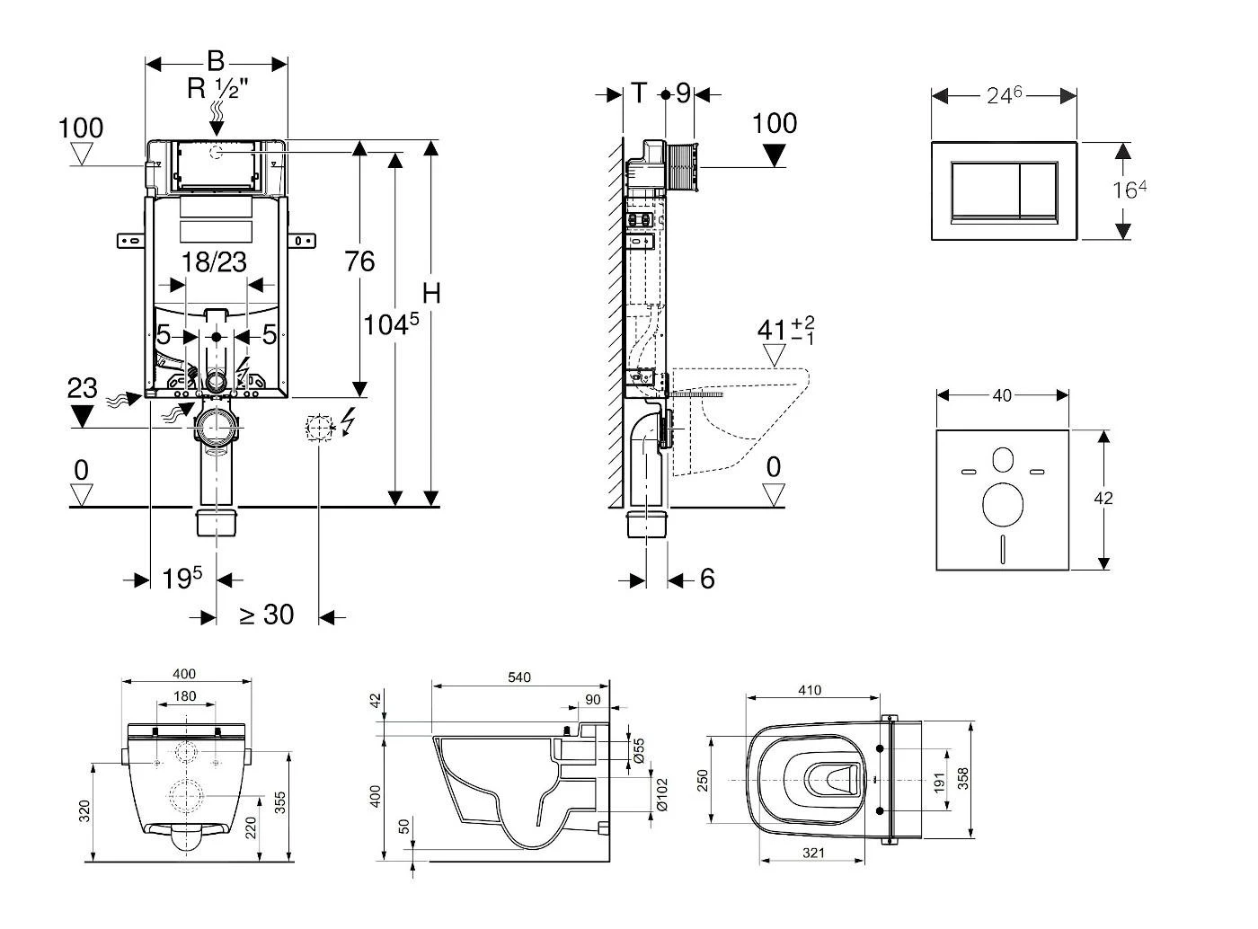 Geberit Kombifix - Inbouwreservoir Voor Hangend Toilet Met SIGMA30 Bedieningsknop, Wit/glanzend Chroom + Tece One - Hangend Douche-wc En Wc-bril, Rimless, SoftClose 110.302.00.5 NT5 2 Geberit Kombifix - Inbouwreservoir Voor Hangend Toilet Met SIGMA30 Bedieningsknop, Wit/glanzend Chroom + Tece One - Hangend Douche-wc En Wc-bril, Rimless, SoftClose 110.302.00.5 NT5 - Afbeelding 2