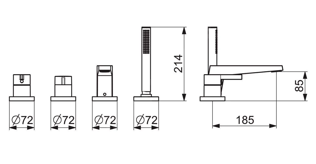 Hansa Loft - Badrandkraan, 4-gats Installatie, Chroom 57752473 2 Hansa Loft - Badrandkraan, 4-gats Installatie, Chroom 57752473 - Afbeelding 2