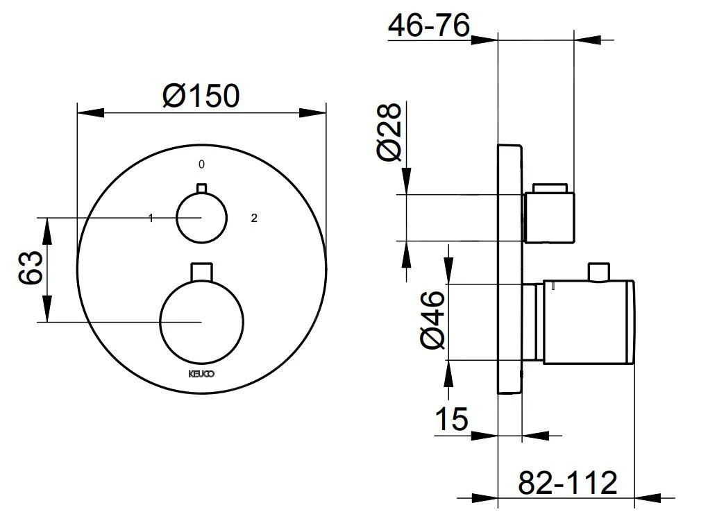Keuco Edition 400 - Inbouw Thermostatische Kraan, Afsluit- En Omstelventiel, Chroom 51574010181 2 Keuco Edition 400 - Inbouw Thermostatische Kraan, Afsluit- En Omstelventiel, Chroom 51574010181 - Afbeelding 2