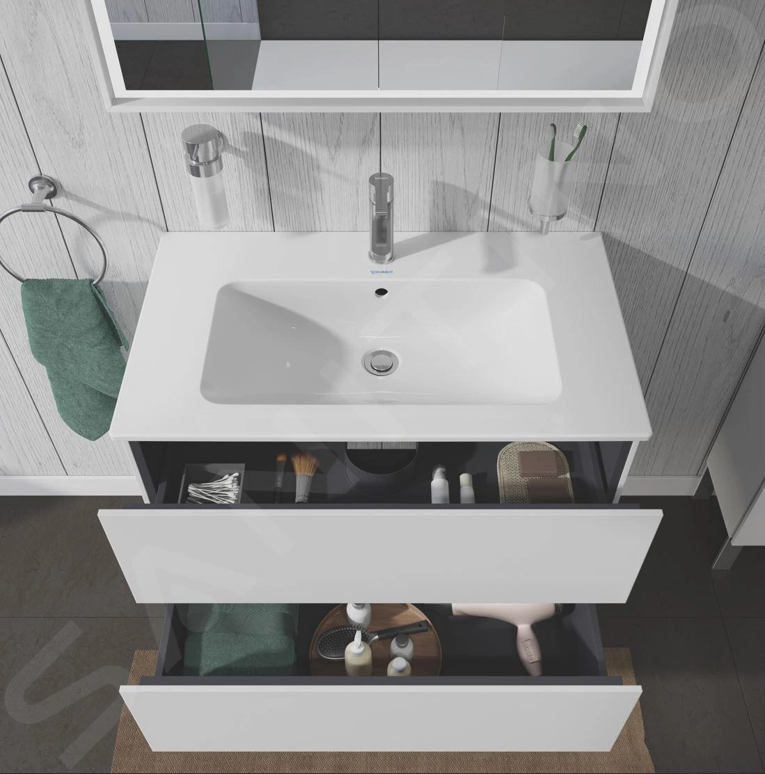 Duravit L-Cube - Wastafelonderkast 550x820x481 Mm, 2 Laden, Wit Mat LC624101818 4 Duravit L-Cube - Wastafelonderkast 550x820x481 Mm, 2 Laden, Wit Mat LC624101818 - Afbeelding 4