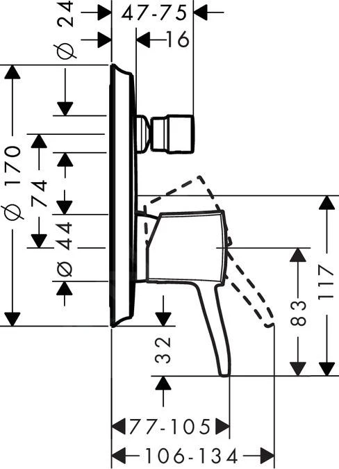 Hansgrohe Metropol Classic - Inbouw Eengreeps Badkraan, Chroom/goud Look 31345090 2 Hansgrohe Metropol Classic - Inbouw Eengreeps Badkraan, Chroom/goud Look 31345090 - Afbeelding 2