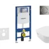 Geberit Duofix - Inbouwreservoir Voor Hangend Toilet Met SIGMA01 Bedieningsknop, Glanzend Chroom + Villeroy Boch - Hangend Toilet En Wc-bril, DirectFlush, SoftClose, CeramicPlus 111.300.00.5 NB2