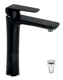 Novaservis Nobless Tina - Wastafelkraan Met Afvoergarnituur, Zwart Mat 38503,5