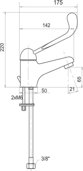 Novaservis Metalia 55 - Medische Wastafelkraan Zonder Afvoergarnituur, Chroom 55001/1L,0 2 Novaservis Metalia 55 - Medische Wastafelkraan Zonder Afvoergarnituur, Chroom 55001/1L,0 - Afbeelding 2