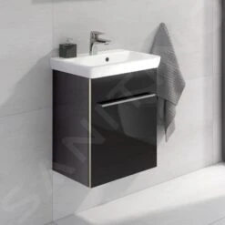 Villeroy & Boch Avento - Wastafelkast, 430x514x352 Mm, 1 Deur, Crystal Black A88700B3 -Badkamer Luxe d5db55c5126d1f38ef7d90c2