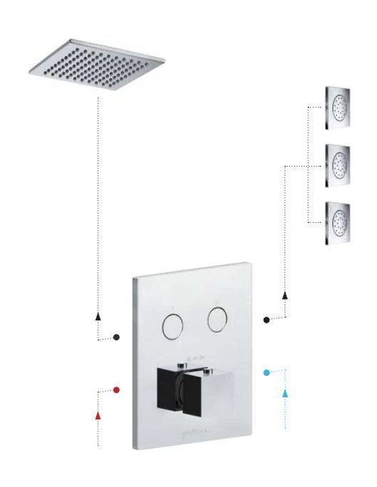 Paffoni Compact Box - Thermostatische Inbouwkraan, Voor 2 Uitgangen, Rvs CPT518ST 3 Paffoni Compact Box - Thermostatische Inbouwkraan, Voor 2 Uitgangen, Rvs CPT518ST - Afbeelding 3