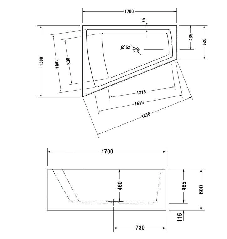 Duravit Paiova - Asymmetrisch Bad, 1700x1300 Mm, Met Paneel, Links, Wit 700266000000000 2 Duravit Paiova - Asymmetrisch Bad, 1700x1300 Mm, Met Paneel, Links, Wit 700266000000000 - Afbeelding 2
