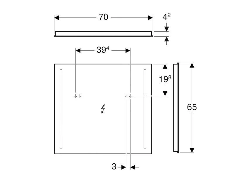 Geberit Option - Spiegel Met LED-verlichting, 700x650 Mm 500.587.00.1 2 Geberit Option - Spiegel Met LED-verlichting, 700x650 Mm 500.587.00.1 - Afbeelding 2