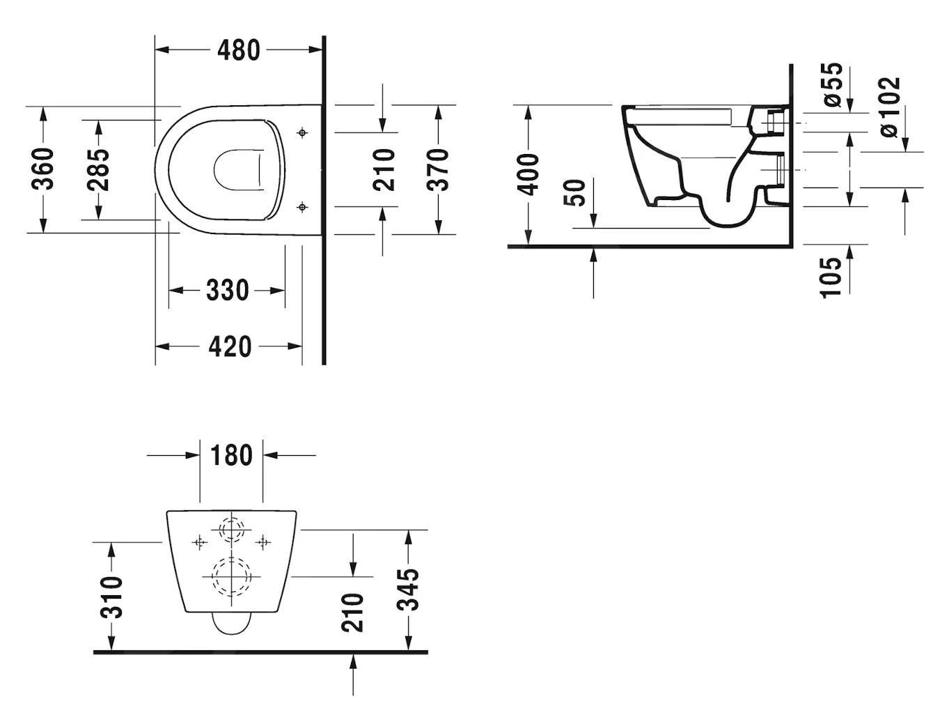 Duravit ME By Starck - Wandcloset, Softclose WC-zitting, Rimless, Alpine Wit 45300900A1 2 Duravit ME By Starck - Wandcloset, Softclose WC-zitting, Rimless, Alpine Wit 45300900A1 - Afbeelding 2