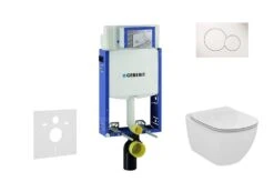 Geberit Kombifix - Inbouwreservoir Voor Hangend Toilet Met SIGMA01 Bedieningsknop, Alpine Wit + Ideal Standard Tesi - Hangend Toilet En Wc-bril 110.302.00.5 NF1