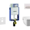 Geberit Kombifix - Inbouwreservoir Voor Hangend Toilet Met SIGMA50 Bedieningsknop, Alpine Wit + Tece One - Hangend Douche-wc En Wc-bril, Rimless, SoftClose 110.302.00.5 NT8