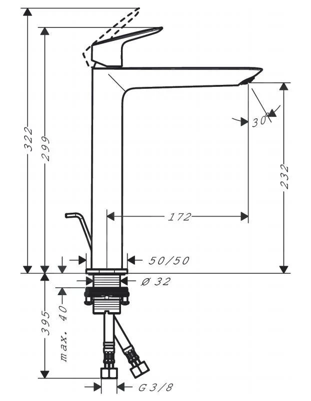 Hansgrohe Logis - Wastafelkraan Fine 240, Incl. Afvoergarnituur, EcoSmart, Chroom 71257000 2 Hansgrohe Logis - Wastafelkraan Fine 240, Incl. Afvoergarnituur, EcoSmart, Chroom 71257000 - Afbeelding 2