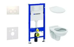 Geberit Duofix - Set Voorwandinstallatie, Closet Alpha Met WC-zitting, Bedieningsplaat Delta21, Alpine Wit 458.103.00.1 NR1