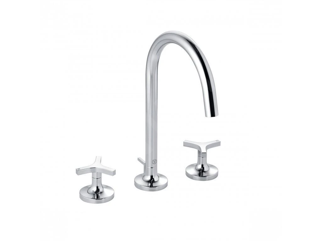 Kludi Nova Fonte - Wastafelkraan Met Afvoergarnituur En Draaibare Uitloop, 3-gats, Chroom 201430539 1 Kludi Nova Fonte - Wastafelkraan Met Afvoergarnituur En Draaibare Uitloop, 3-gats, Chroom 201430539