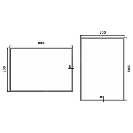 Nimco Spiegels - Spiegel Met LED Verlichting, 1000x700 Mm, Aluminium ZP 13004 2 Nimco Spiegels - Spiegel Met LED Verlichting, 1000x700 Mm, Aluminium ZP 13004 - Afbeelding 2