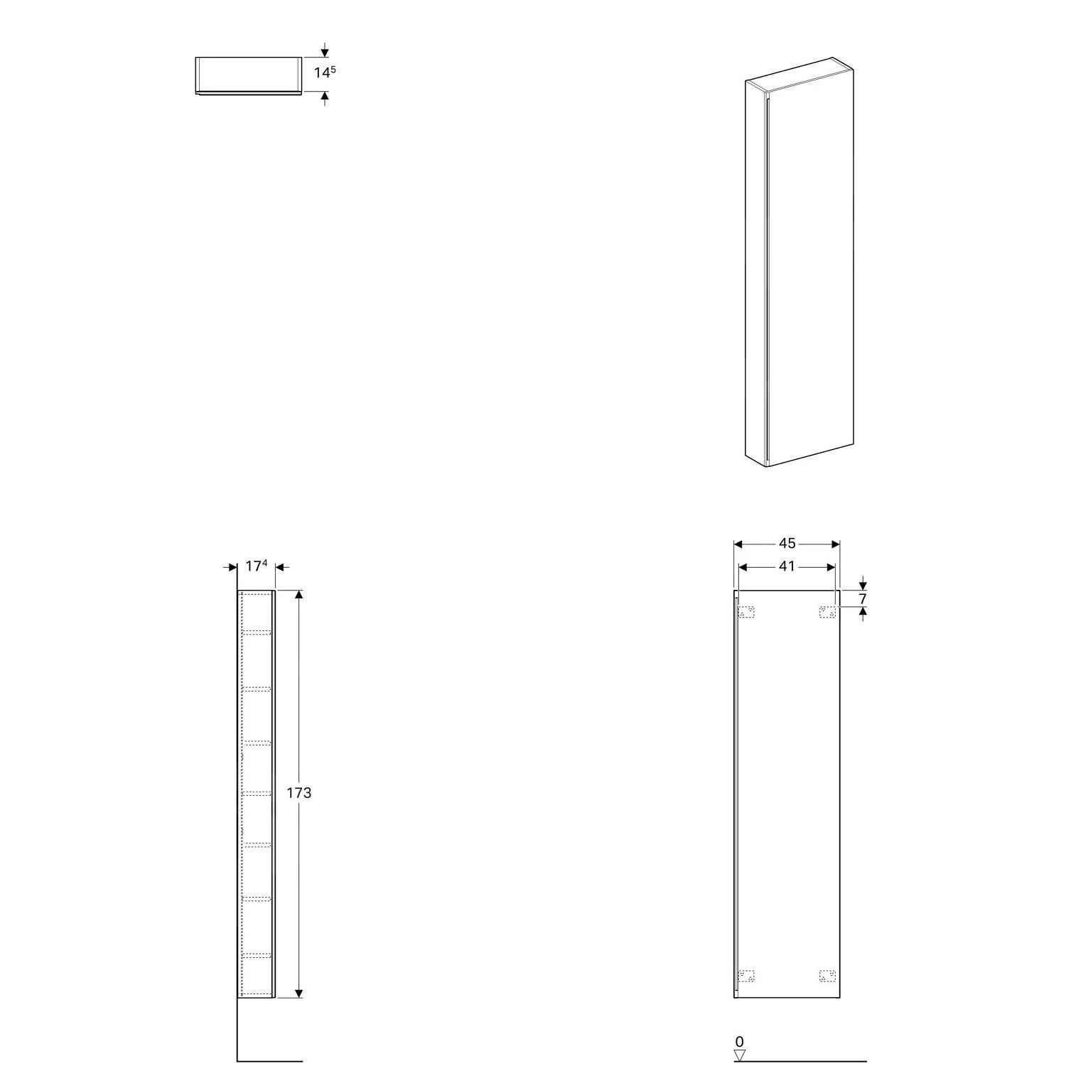 Geberit Acanto - Hoge Badkamerkast 1730x450 Mm, Lava Look 500.637.JK.2 2 Geberit Acanto - Hoge Badkamerkast 1730x450 Mm, Lava Look 500.637.JK.2 - Afbeelding 2