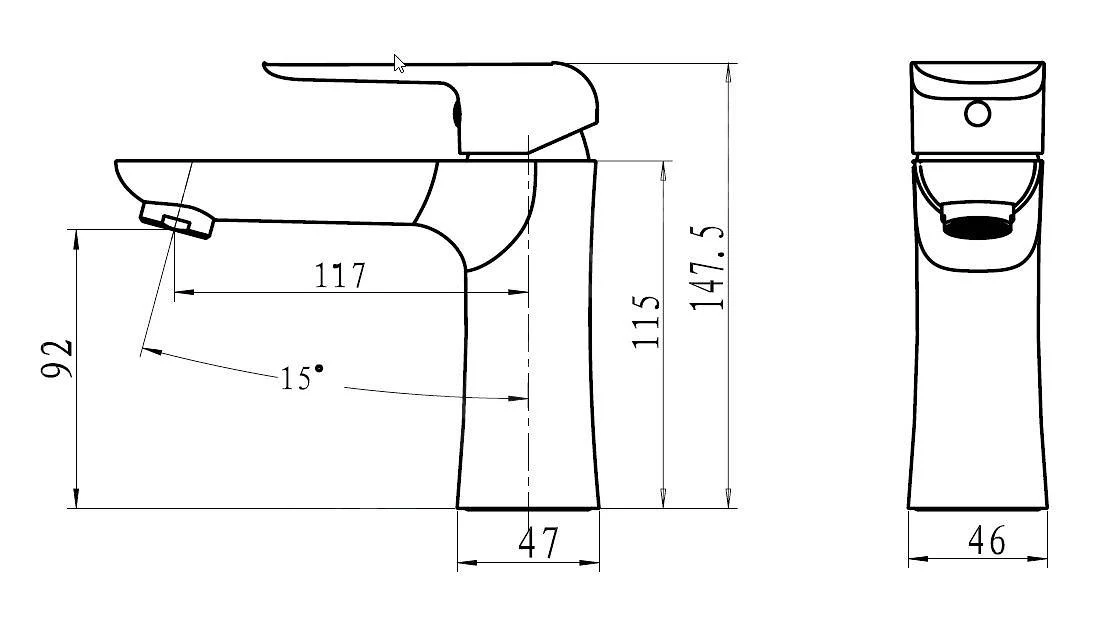 Novaservis Nobless Tina - Wastafelkraan, Zwart Mat 38001/1,5 2 Novaservis Nobless Tina - Wastafelkraan, Zwart Mat 38001/1,5 - Afbeelding 2