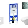 Geberit Duofix - Toiletset Met Sigma01 Bedieningsplaat, Glanzend Chroom + Duravit D-Code Hangend Toilet En Wc Bril, Rimless, SoftClose 111.355.00.5 NH2