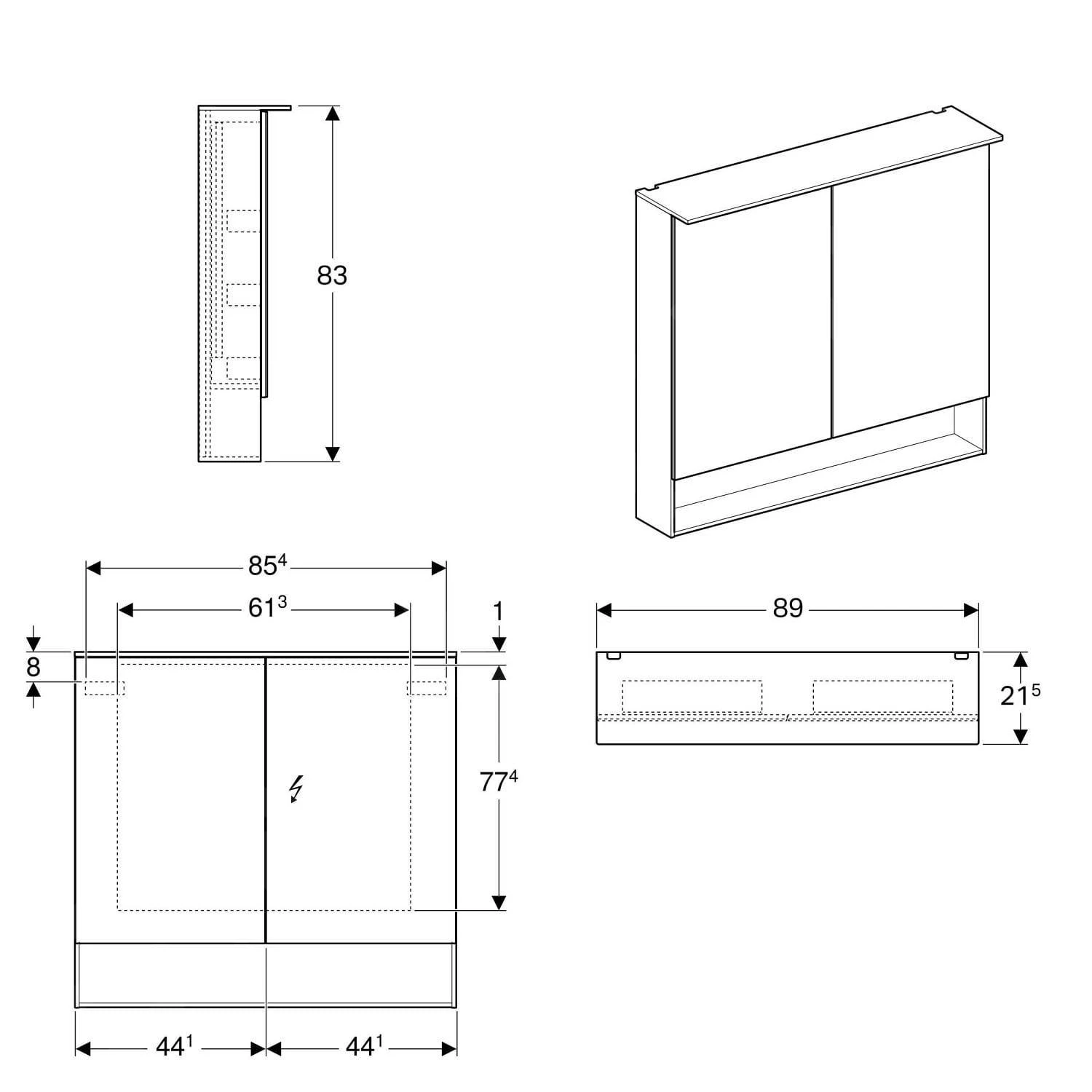Geberit Acanto - Badkamer Bovenkast Met Spiegel 890x830 Mm, Mytic Eik 500.646.00.2 2 Geberit Acanto - Badkamer Bovenkast Met Spiegel 890x830 Mm, Mytic Eik 500.646.00.2 - Afbeelding 2