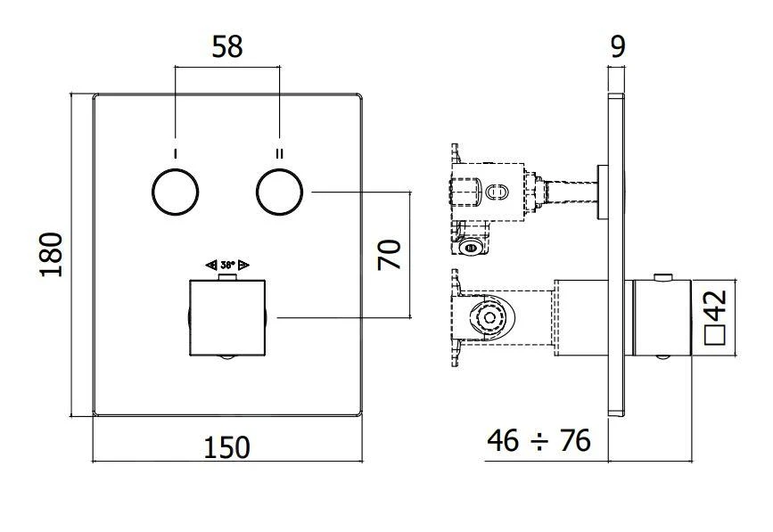 Paffoni Compact Box - Thermostatische Inbouwkraan, Voor 2 Uitgangen, Rvs CPT518ST 2 Paffoni Compact Box - Thermostatische Inbouwkraan, Voor 2 Uitgangen, Rvs CPT518ST - Afbeelding 2