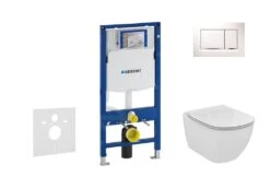Geberit Duofix - Set Voorwandinstallatie, Toilet En Zitting Ideal Standard Tesi, Sigma30 Bedieningsplaat, Wit/chroom 111.300.00.5 NF5