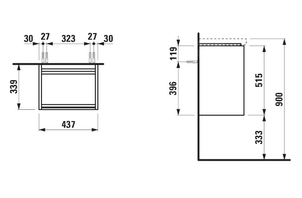 Laufen Lani - Wastafelonderkast, 44x34x52 Cm, 1 Deur, Scharnieren Rechts, Wit H4035021122611 2 Laufen Lani - Wastafelonderkast, 44x34x52 Cm, 1 Deur, Scharnieren Rechts, Wit H4035021122611 - Afbeelding 2