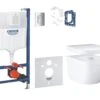 Grohe Solido - Toiletset, Hangtoilet Euro Ceramic En Softclose Toiletzitting, Bedieningsknop Skate Cosmopolitan, Chroom/wit 39889000
