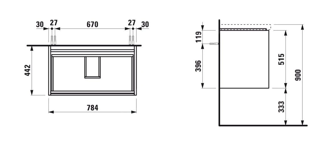 Laufen Lani - Wastafelonderkast, 79x44x52 Cm, 2 Laden, Mat Wit H4035521122601 2 Laufen Lani - Wastafelonderkast, 79x44x52 Cm, 2 Laden, Mat Wit H4035521122601 - Afbeelding 2