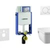 Geberit Kombifix - Inbouwreservoir Voor Hangend Toilet Met SIGMA01 Bedieningsknop, Alpine Wit + Tece One - Hangend Douche-wc En Wc-bril, Rimless, SoftClose 110.302.00.5 NT1
