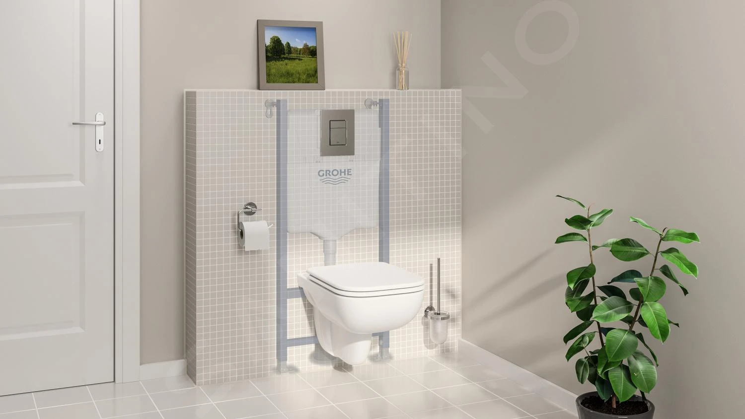Grohe Solido - Voorwand Montageset, Edge Ceramic Toilet En Softclose Zitting, Even Bedieningsplaat, Chroom 39816000 6 Grohe Solido - Voorwand Montageset, Edge Ceramic Toilet En Softclose Zitting, Even Bedieningsplaat, Chroom 39816000 - Afbeelding 6