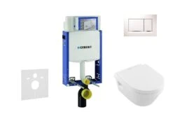 Geberit Kombifix - Set Voorwandinstallatie, Toilet En Zitting Villeroy & Boch, Bedieningspaneel Sigma30, DirectFlush, SoftClose, CeramicPlus, Wit / Glanzend Chroom 110.302.00.5 NB5