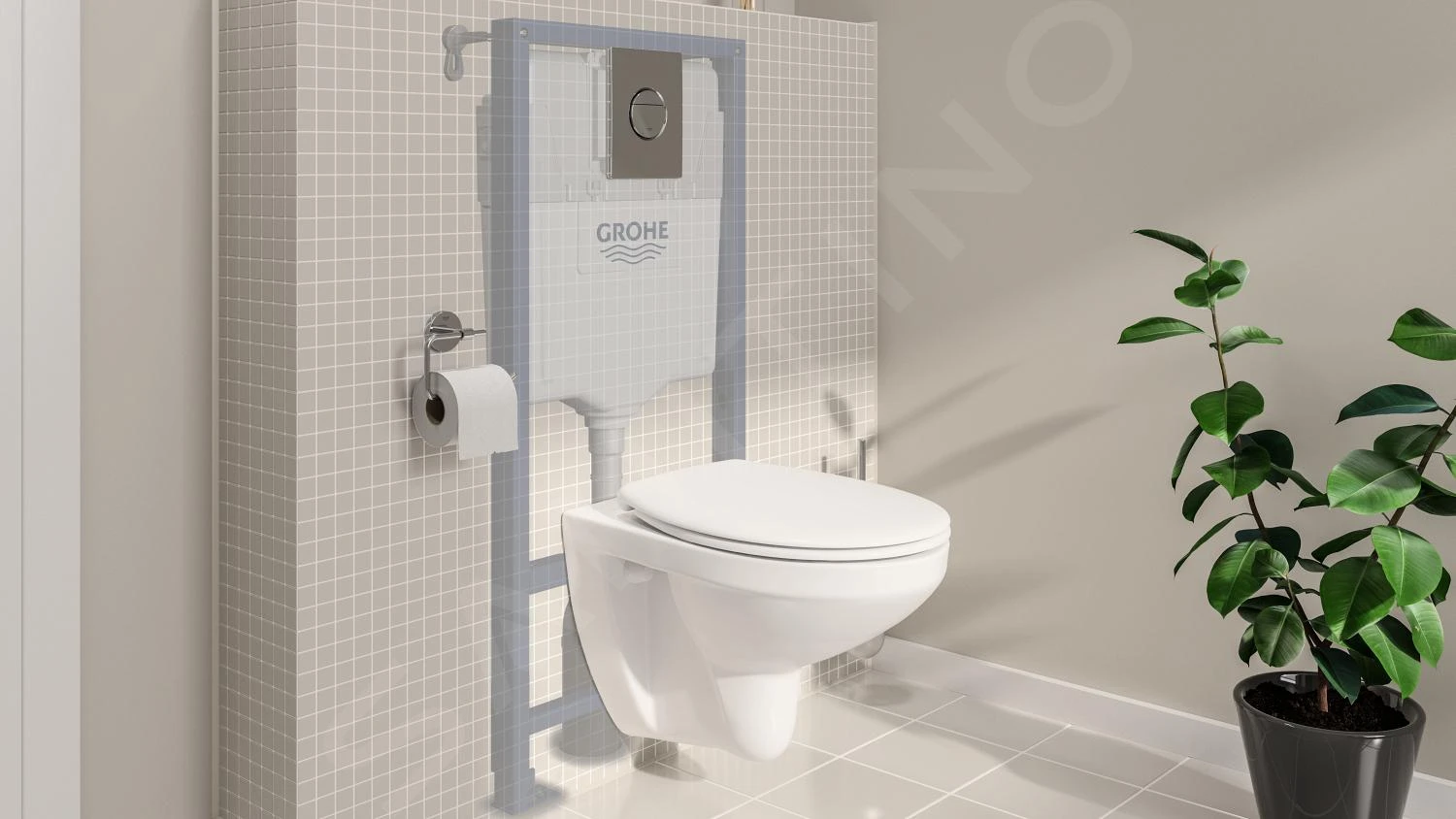 Grohe Solido - Complete Toiletset, Wandcloset + Bau Ceramic Toiletzitting Met SoftClose, Sail Bedieningsplaat, Chroom 39499000 7 Grohe Solido - Complete Toiletset, Wandcloset + Bau Ceramic Toiletzitting Met SoftClose, Sail Bedieningsplaat, Chroom 39499000 - Afbeelding 7