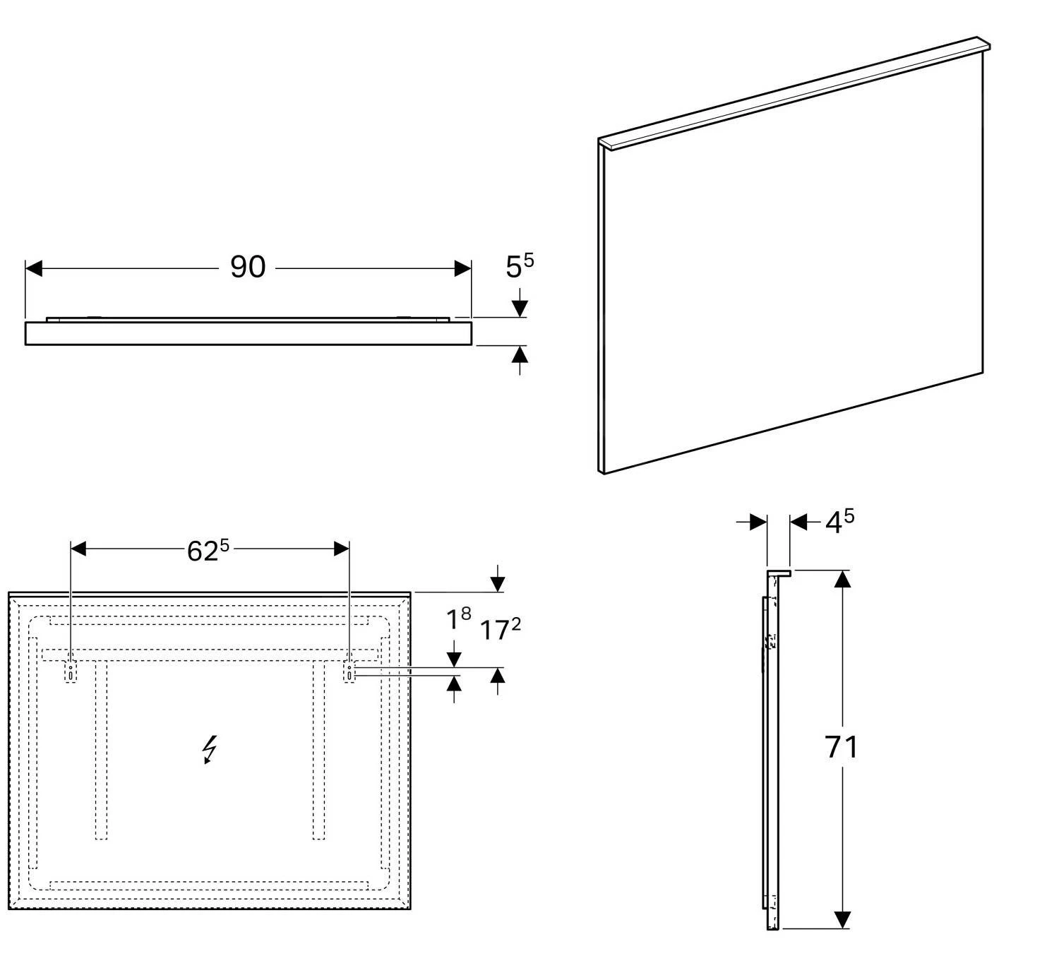 Geberit Xeno 2 - Spiegel Met LED Verlichting En Verwarming 900x710 Mm 500.522.00.1 2 Geberit Xeno 2 - Spiegel Met LED Verlichting En Verwarming 900x710 Mm 500.522.00.1 - Afbeelding 2