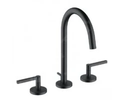 Kludi Nova Fonte - Wastafelkraan Met Push-Open Afvoerplug En Draaibare Uitloop, 3-gats, Mat Zwart 201433915