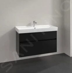 Villeroy & Boch Collaro - Wastafelkast, 954x546x444 Mm, 2 Laden, Mat Zwart C01100PD -Badkamer Luxe e911e7e93070a7cb11536593