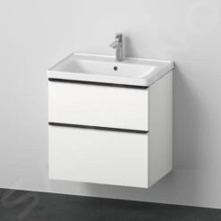 Duravit D-Neo - Wastafelonderkast Met Wastafel, 634x625x452 Mm, 2 Laden, Mat Wit DE012001818
