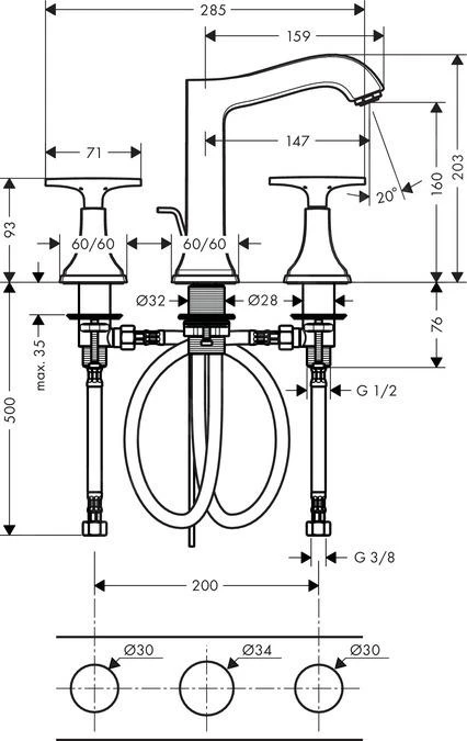 Hansgrohe Metropol Classic - 3-gats Wastafelkraan 160 Met Greep In Kruisvorm, Met Afvoergarnituur Met Trekstang, Chroom/goud Look 31307090 2 Hansgrohe Metropol Classic - 3-gats Wastafelkraan 160 Met Greep In Kruisvorm, Met Afvoergarnituur Met Trekstang, Chroom/goud Look 31307090 - Afbeelding 2