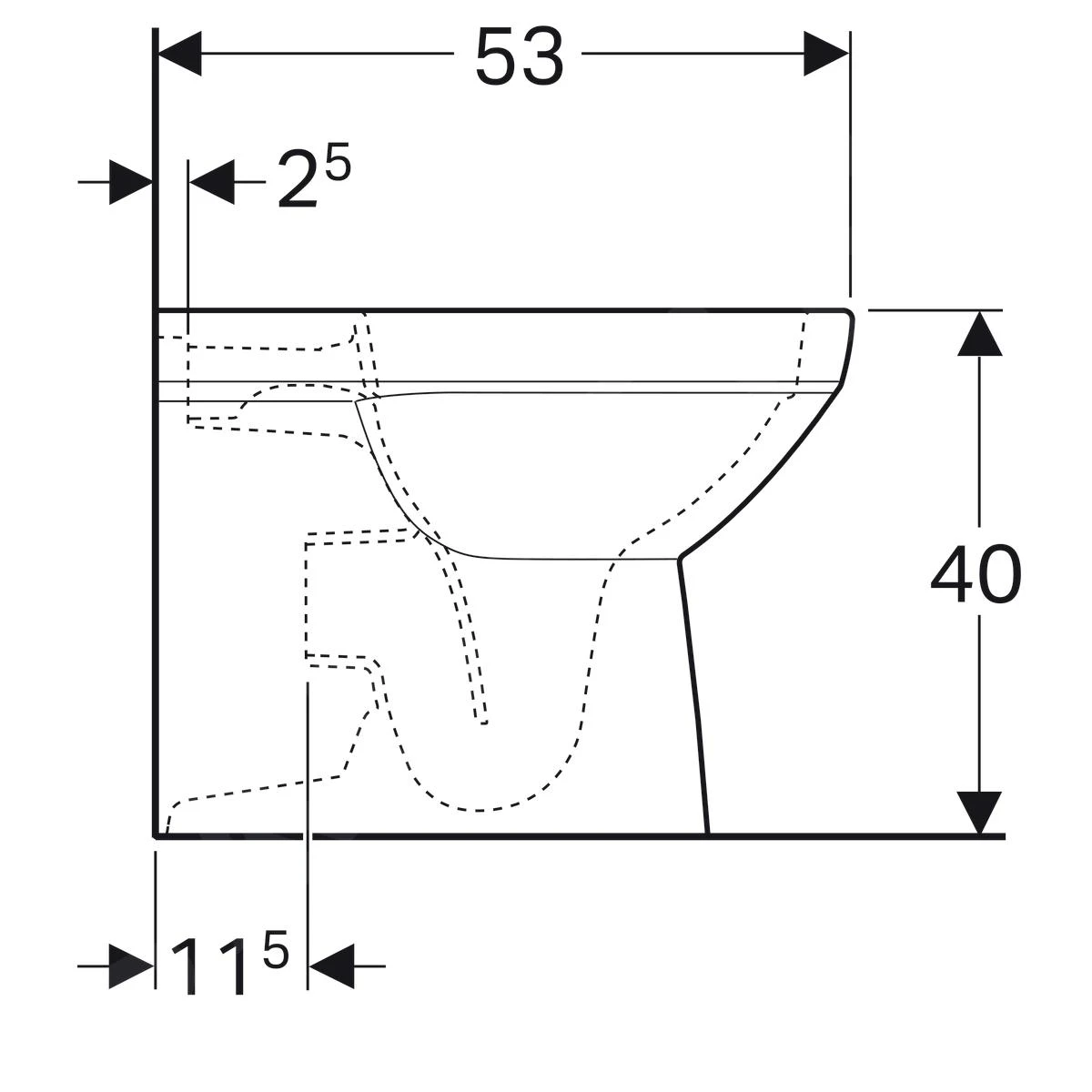 Geberit Selnova Square - Staande Toiletpot, 530x355 Mm, Rimfree, Wit 500.153.01.1 2 Geberit Selnova Square - Staande Toiletpot, 530x355 Mm, Rimfree, Wit 500.153.01.1 - Afbeelding 2