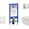 Geberit Duofix - Inbouwreservoir Voor Hangend Toilet Met SIGMA30 Bedieningsknop, Glanzend Chroom/mat Chroom + Ideal Standard Tesi - Hangend Toilet En Wc-bril, Aquablade, SoftClose 111.355.00.5 NU6