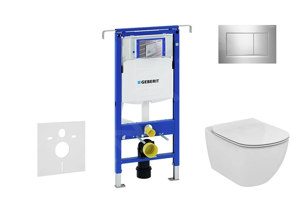 Geberit Duofix - Inbouwreservoir Voor Hangend Toilet Met SIGMA30 Bedieningsknop, Glanzend Chroom/mat Chroom + Ideal Standard Tesi - Hangend Toilet En Wc-bril, Aquablade, SoftClose 111.355.00.5 NU6 1 Geberit Duofix - Inbouwreservoir Voor Hangend Toilet Met SIGMA30 Bedieningsknop, Glanzend Chroom/mat Chroom + Ideal Standard Tesi - Hangend Toilet En Wc-bril, Aquablade, SoftClose 111.355.00.5 NU6