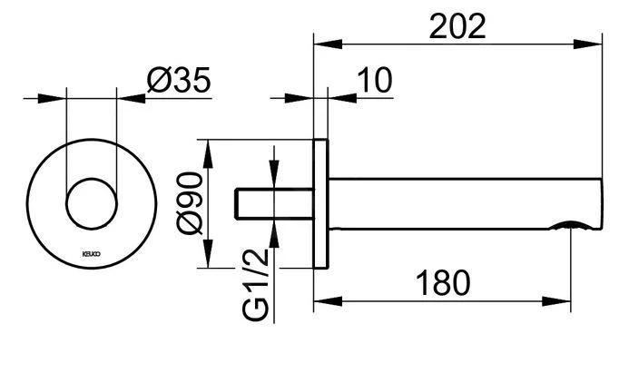 Keuco IXMO - Baduitloop, Geborsteld Zwart Chroom 59545130101 2 Keuco IXMO - Baduitloop, Geborsteld Zwart Chroom 59545130101 - Afbeelding 2