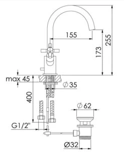 Steinberg 250 - Wastafelkraan Met Waste, Mat Zwart 250 1500 S -Badkamer Luxe ef1a84220387fced222ef10f
