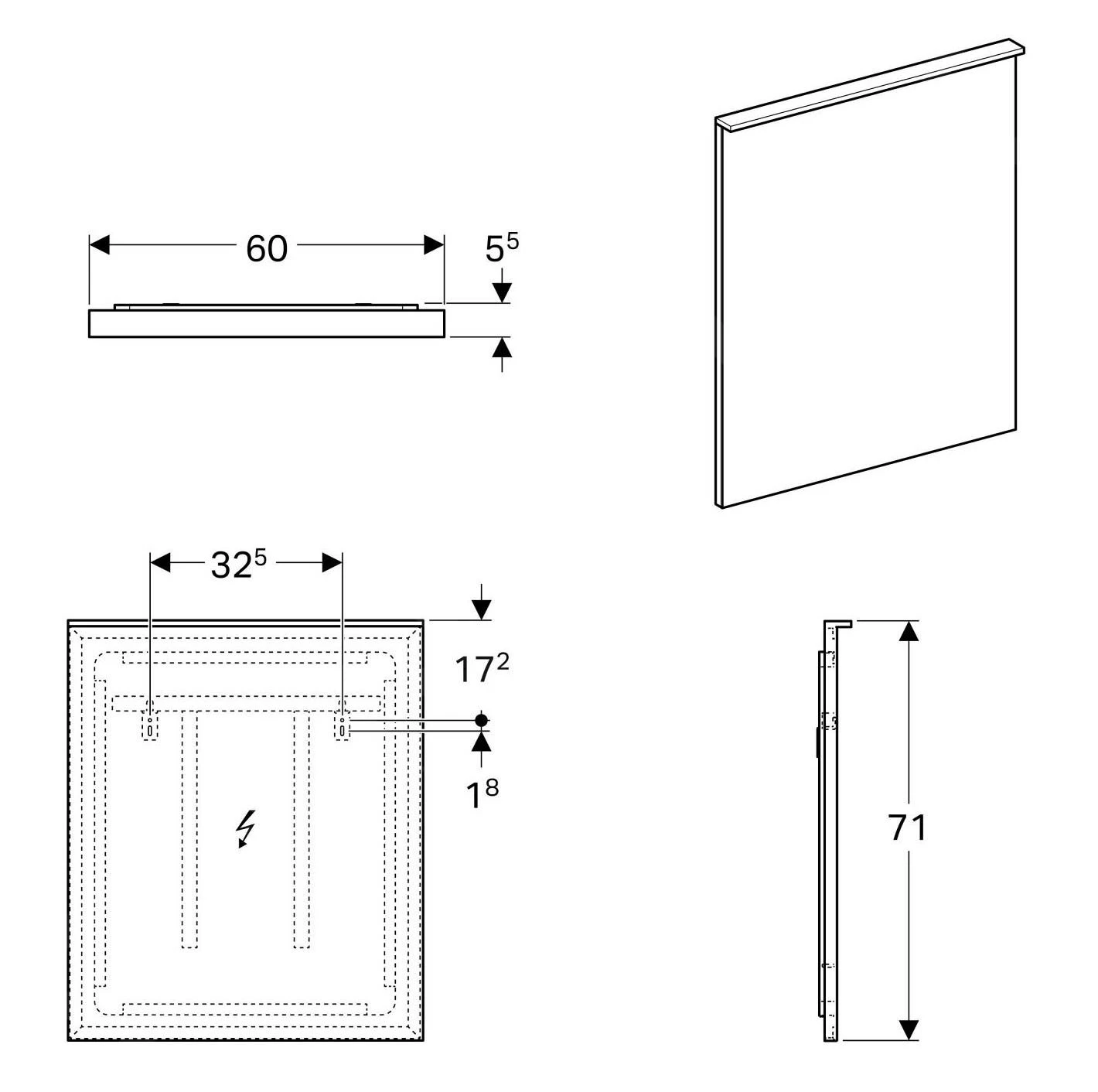 Geberit Xeno 2 - Spiegel Met LED Verlichting En Verwarming 600x710 Mm 500.521.00.1 2 Geberit Xeno 2 - Spiegel Met LED Verlichting En Verwarming 600x710 Mm 500.521.00.1 - Afbeelding 2