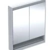 Geberit ONE - Spiegelkast Met LED-verlichting, 750x900x150 Mm, 2 Deuren, Met Nis, Inbouw, Wit 505.822.00.2